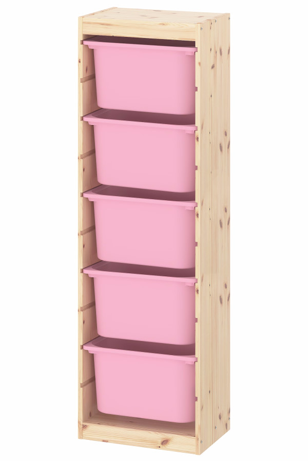 Стеллаж вертикальный 440х300х1420 ТРУФАСТ сосна,контейнеры:розовый (5Б) Profi&Hobby