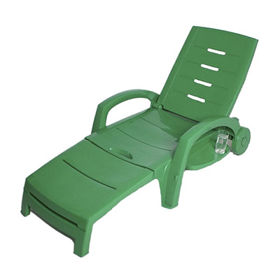 Шезлонг-лежак складной на колесах (с ящиком) Зеленый