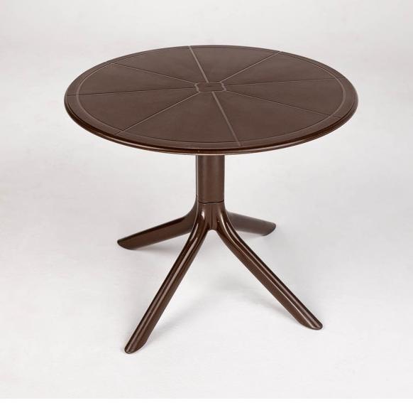 Пластиковый стол «PL Siesta круглый» коричневый