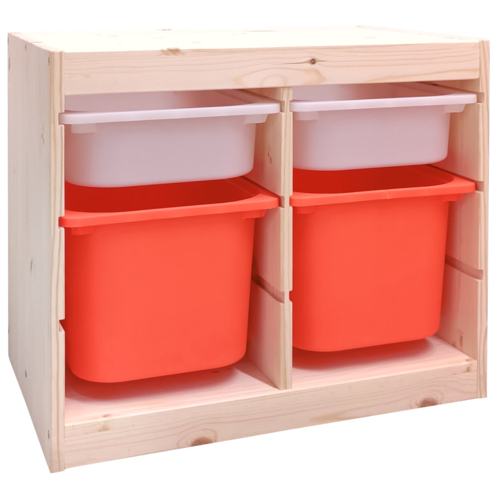 Стеллаж двойной 630х440х520 ТРУФАСТ сосна,контейнеры:белый(2С)/оранжевый(2Б) Profi&Hobby