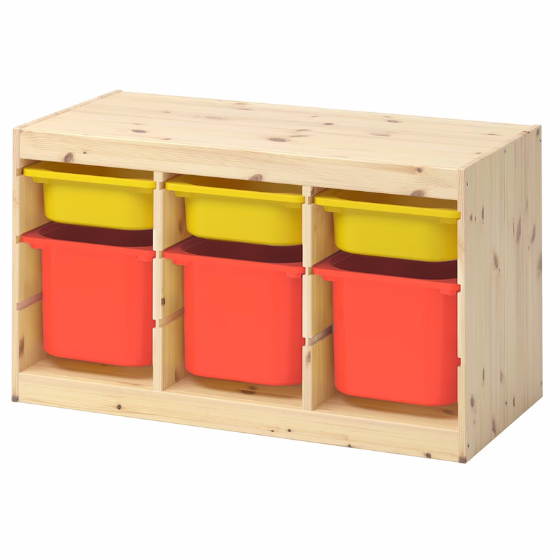 Стеллаж тройной 930х440х520 ТРУФАСТ б/п сосна,контейнеры: желтый (3С)/оранжевый (3Б) Profi&Hobby