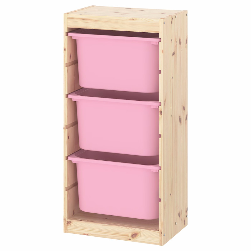 Стеллаж вертикальный 440х300х910 ТРУФАСТ сосна,контейнеры:розовый(3Б) Profi&Hobby